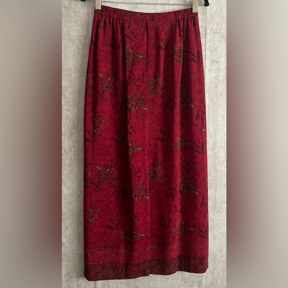 Kasper Burgandy 2 pc Tropical Design Blouse, Maxi Skirt Evening Dress Set Sz4 - Picture 8 of 14